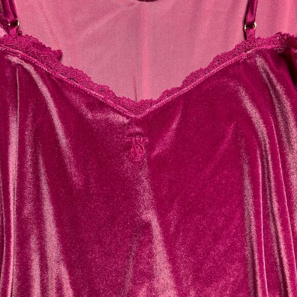 Victoria's Secret Velvet V Neck Slip Velour Magenta Pink Women's S Lingerie Lace - Picture 5 of 8